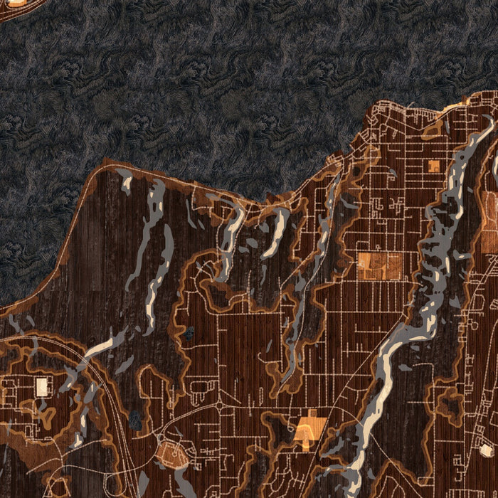 Port Orchard Washington Map Print in Ember Style Zoomed In Close Up Showing Details