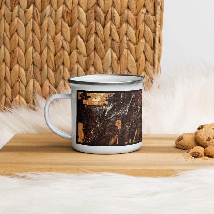 Left View Custom Port Orchard Washington Map Enamel Mug in Ember on Table Top