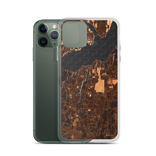 Custom Port Orchard Washington Map Phone Case in Ember on Table with Laptop and Plant
