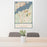 24x36 Port Orchard Washington Map Print Portrait Orientation in Woodblock Style Behind 2 Chairs Table and Potted Plant
