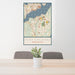 24x36 Port Orchard Washington Map Print Portrait Orientation in Woodblock Style Behind 2 Chairs Table and Potted Plant