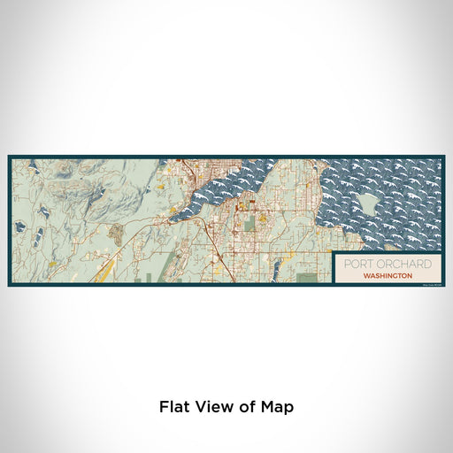 Flat View of Map Custom Port Orchard Washington Map Enamel Mug in Woodblock