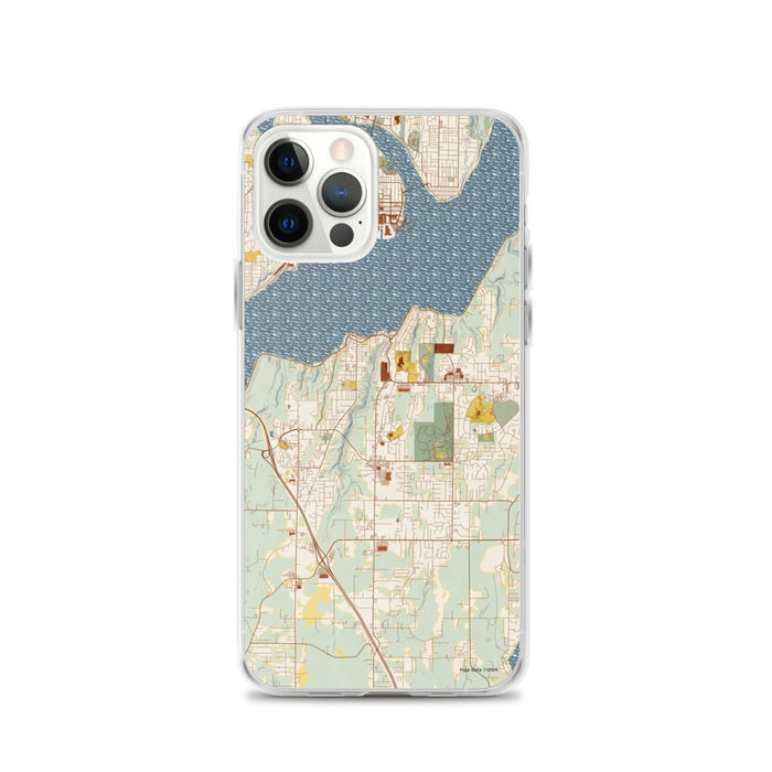 Custom Port Orchard Washington Map iPhone 12 Pro Phone Case in Woodblock