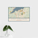 16x24 Port Orchard Washington Map Print Landscape Orientation in Woodblock Style With Tropical Plant Leaves in Water