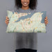 Person holding 20x12 Custom Port Orchard Washington Map Throw Pillow in Woodblock