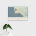 16x24 Port Orford Oregon Map Print Landscape Orientation in Woodblock Style With Tropical Plant Leaves in Water