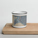 Front View Custom Port Orford Oregon Map Enamel Mug in Afternoon on Cutting Board