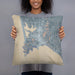 Person holding 18x18 Custom Port Orford Oregon Map Throw Pillow in Afternoon