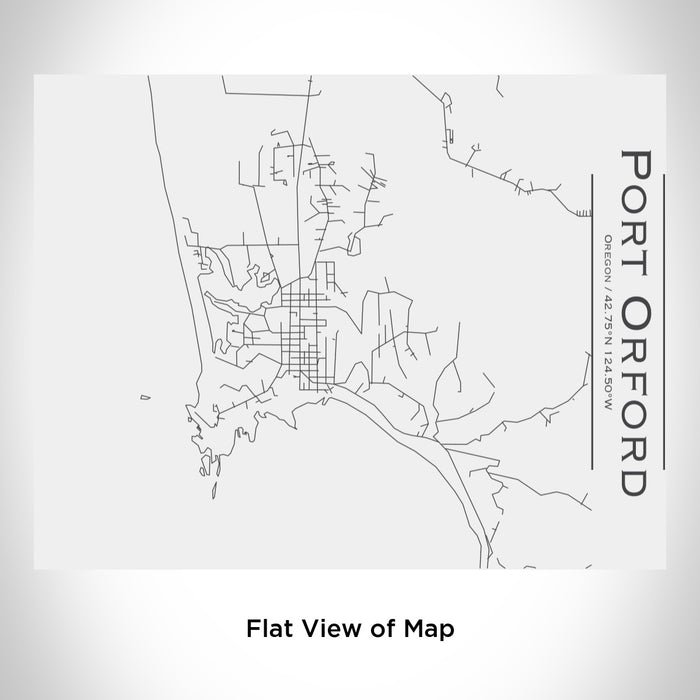Rendered View of Port Orford Oregon Map Engraving on 20oz Stainless Steel Insulated Bottle with Bamboo Top in White