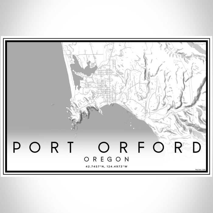 Port Orford Oregon Map Print Landscape Orientation in Classic Style With Shaded Background