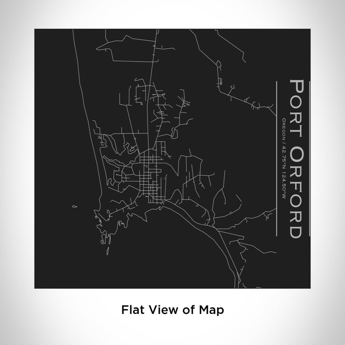 Rendered View of Port Orford Oregon Map Engraving on 17oz Stainless Steel Insulated Tumbler in Black