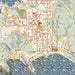 Port Orford Oregon Map Print in Woodblock Style Zoomed In Close Up Showing Details