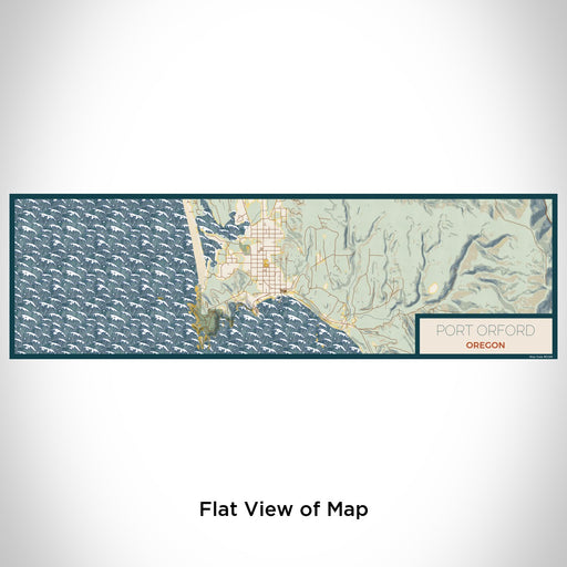 Flat View of Map Custom Port Orford Oregon Map Enamel Mug in Woodblock