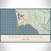 Port Orford Oregon Map Print Landscape Orientation in Woodblock Style With Shaded Background