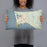Person holding 20x12 Custom Port Orford Oregon Map Throw Pillow in Woodblock