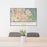 24x36 Port Salerno Florida Map Print Lanscape Orientation in Woodblock Style Behind 2 Chairs Table and Potted Plant