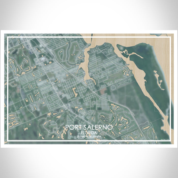 Port Salerno Florida Map Print Landscape Orientation in Afternoon Style With Shaded Background