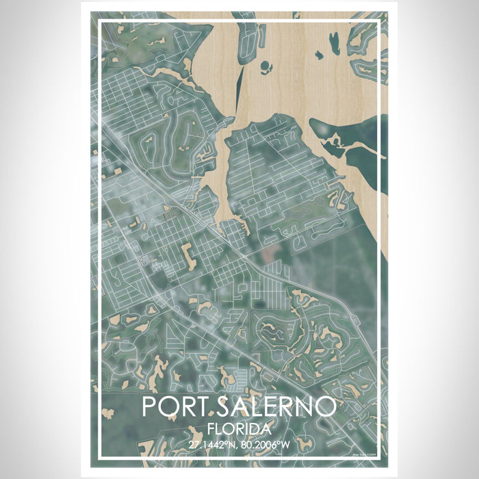 Port Salerno Florida Map Print Portrait Orientation in Afternoon Style With Shaded Background
