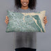 Person holding 20x12 Custom Port Salerno Florida Map Throw Pillow in Afternoon