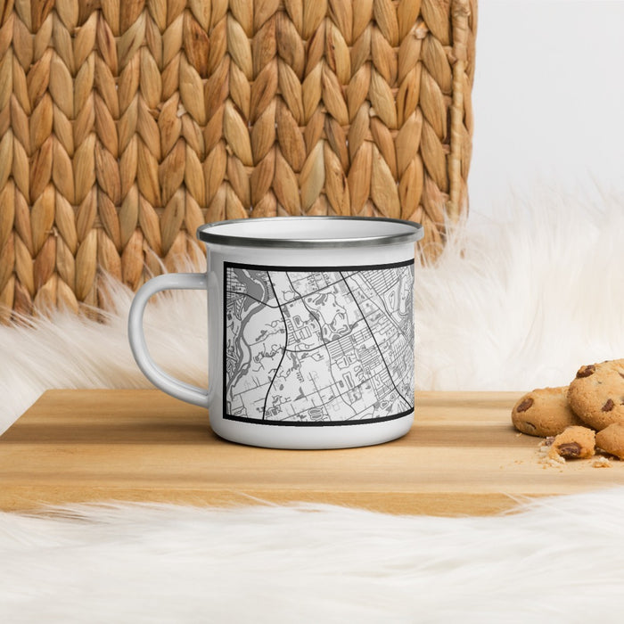 Left View Custom Port Salerno Florida Map Enamel Mug in Classic on Table Top