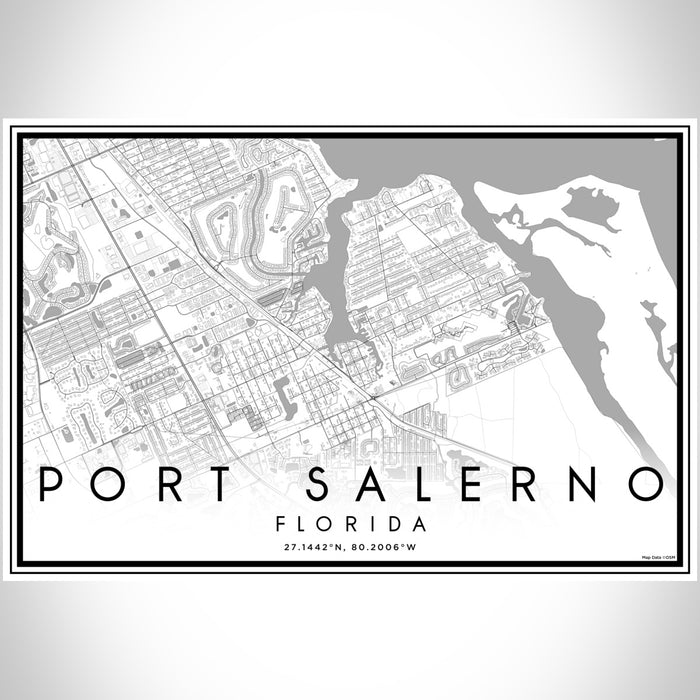 Port Salerno Florida Map Print Landscape Orientation in Classic Style With Shaded Background