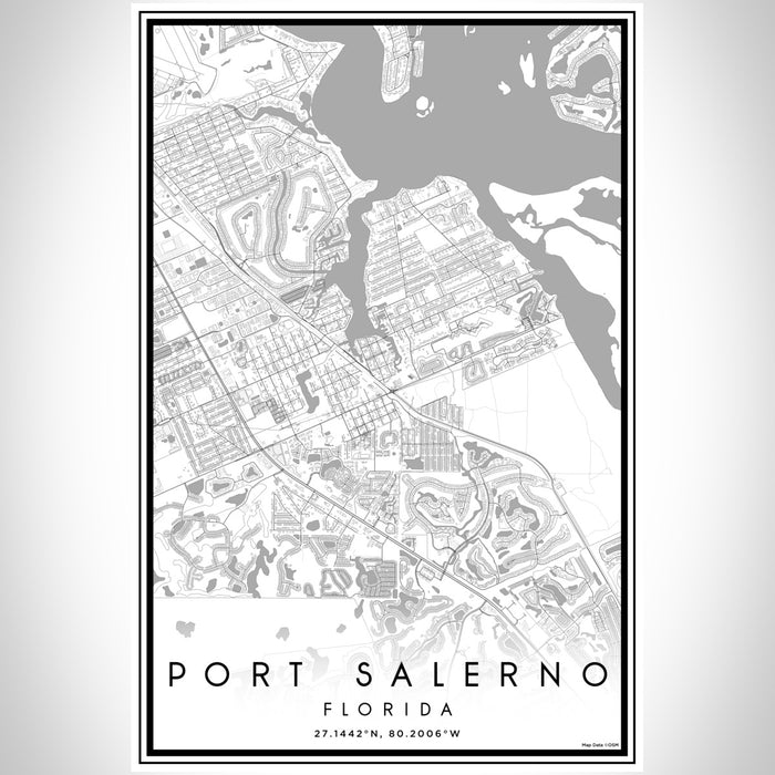Port Salerno Florida Map Print Portrait Orientation in Classic Style With Shaded Background