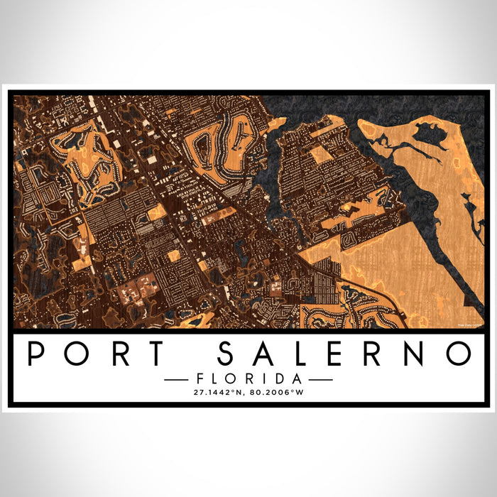 Port Salerno Florida Map Print Landscape Orientation in Ember Style With Shaded Background