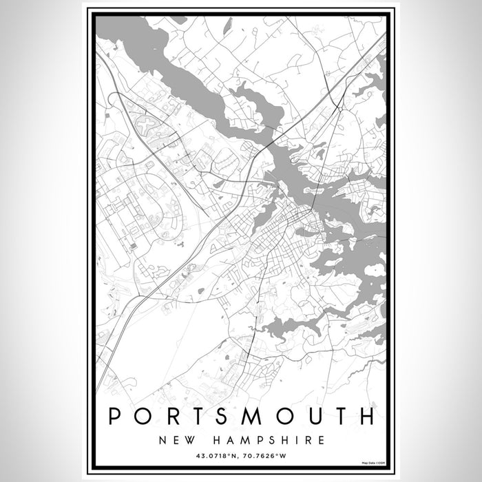 Portsmouth New Hampshire Map Print Portrait Orientation in Classic Style With Shaded Background