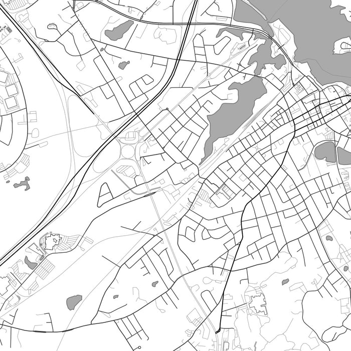 Portsmouth New Hampshire Map Print in Classic Style Zoomed In Close Up Showing Details