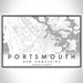 Portsmouth New Hampshire Map Print Landscape Orientation in Classic Style With Shaded Background