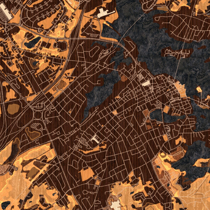 Portsmouth New Hampshire Map Print in Ember Style Zoomed In Close Up Showing Details