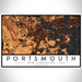 Portsmouth New Hampshire Map Print Landscape Orientation in Ember Style With Shaded Background