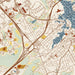 Portsmouth New Hampshire Map Print in Woodblock Style Zoomed In Close Up Showing Details