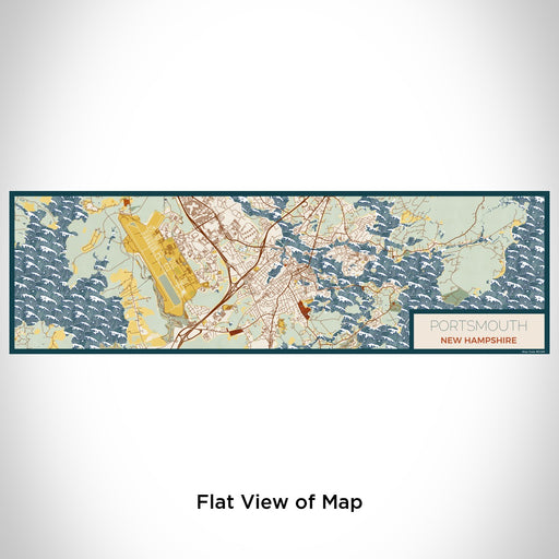 Flat View of Map Custom Portsmouth New Hampshire Map Enamel Mug in Woodblock