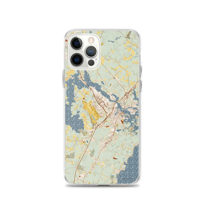 Custom Portsmouth New Hampshire Map iPhone 12 Pro Phone Case in Woodblock