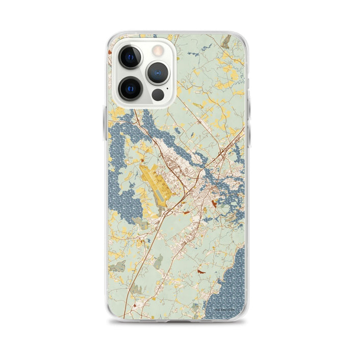 Custom Portsmouth New Hampshire Map iPhone 12 Pro Max Phone Case in Woodblock