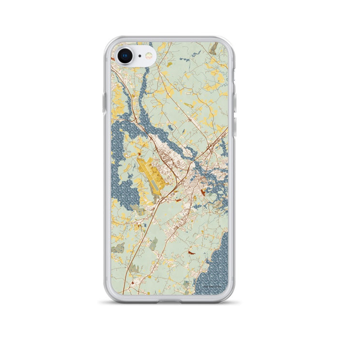 Custom Portsmouth New Hampshire Map iPhone SE Phone Case in Woodblock