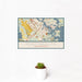 12x18 Portsmouth New Hampshire Map Print Landscape Orientation in Woodblock Style With Small Cactus Plant in White Planter