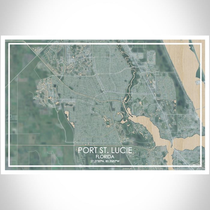 Port St. Lucie Florida Map Print Landscape Orientation in Afternoon Style With Shaded Background