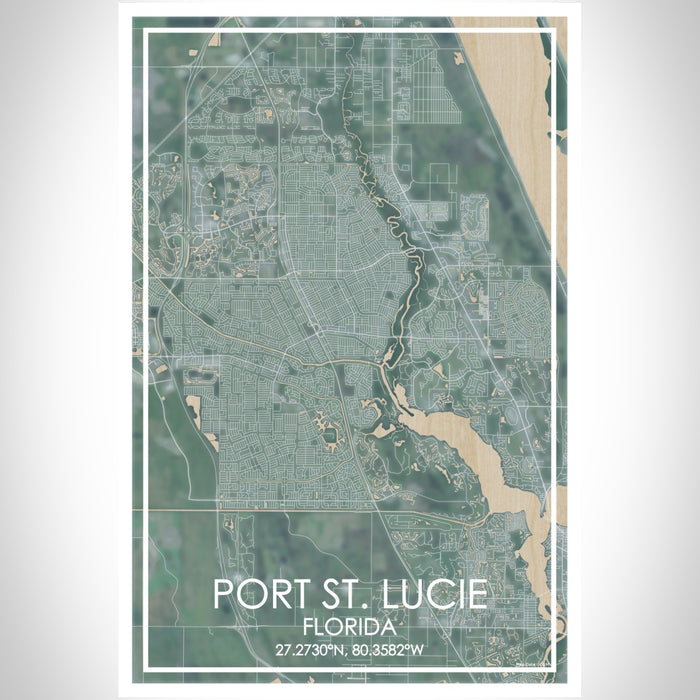 Port St. Lucie Florida Map Print Portrait Orientation in Afternoon Style With Shaded Background