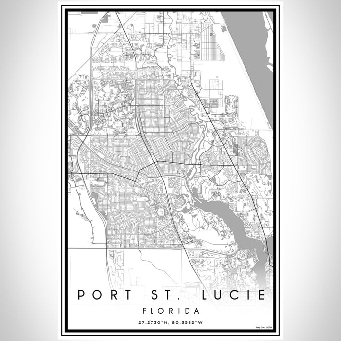 Port St. Lucie Florida Map Print Portrait Orientation in Classic Style With Shaded Background