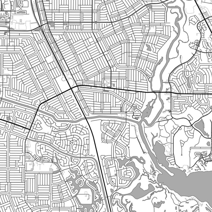 Port St. Lucie Florida Map Print in Classic Style Zoomed In Close Up Showing Details