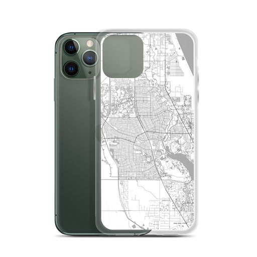 Custom Port St. Lucie Florida Map Phone Case in Classic on Table with Laptop and Plant