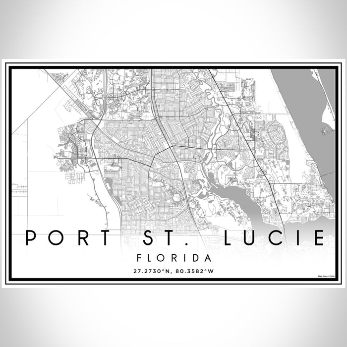 Port St. Lucie Florida Map Print Landscape Orientation in Classic Style With Shaded Background