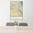 24x36 Port St. Lucie Florida Map Print Portrait Orientation in Woodblock Style Behind 2 Chairs Table and Potted Plant