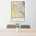 24x36 Port St. Lucie Florida Map Print Portrait Orientation in Woodblock Style Behind 2 Chairs Table and Potted Plant