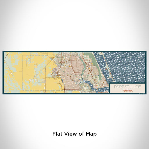 Flat View of Map Custom Port St. Lucie Florida Map Enamel Mug in Woodblock