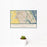 12x18 Port St. Lucie Florida Map Print Landscape Orientation in Woodblock Style With Small Cactus Plant in White Planter
