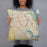 Person holding 18x18 Custom Port St. Lucie Florida Map Throw Pillow in Woodblock