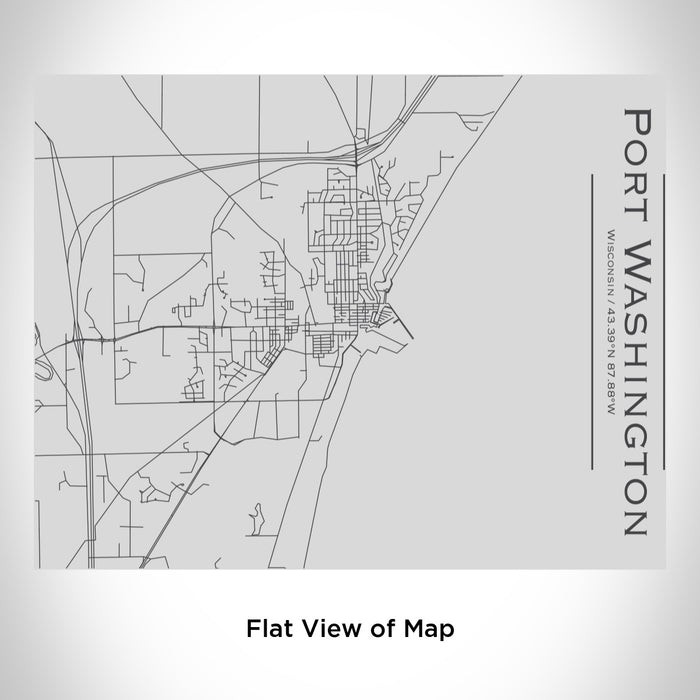 Rendered View of Port Washington Wisconsin Map Engraving on 20oz Stainless Steel Insulated Bottle with Bamboo Top